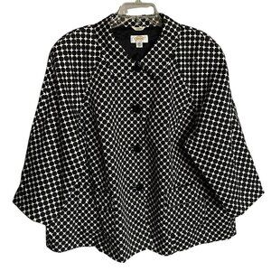 Talbots Black and White Polka Dot Car Coat Size 20W